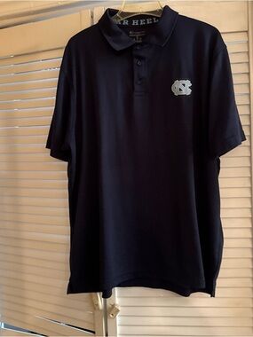 Champion Men's Navy Polo with Light Blue NC Logo
